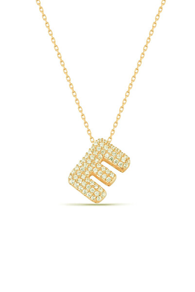 Sahira Jewelry E Harfi Zirkon Taşlı 14 K Altın Kaplama Kadın Kolye