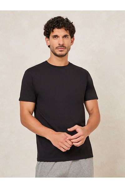Styli Solid T-Shirt & Open Hem Piping Detail Pyjama Set