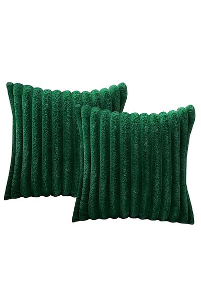 HOMİNG Green Throw Pillow Cover - 2-Piece Plush Fabric 241550