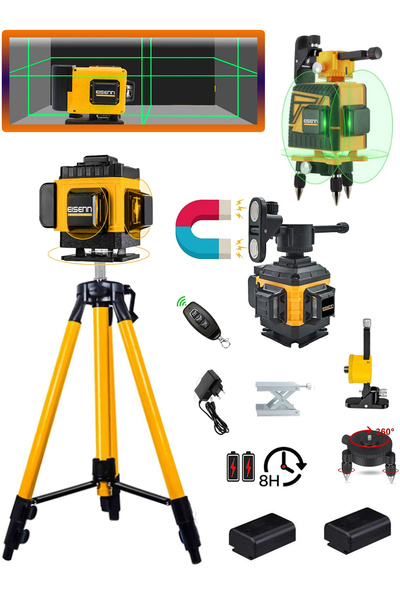 Eisenn German Tripod Ayak 16 Köşe 45 Mt Menzil 360 Derece Artı Lazer Terazi Kumandalı Yeşil Çizgi