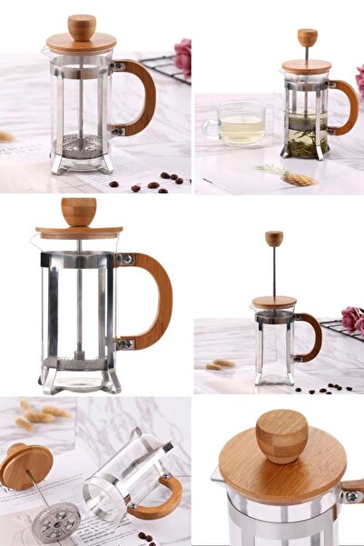 Utelips Taşınabilir French Press Kahve Makinesi El Preslenmiş Ev Ofisi Kamp Ev Partisi Için Ahşap Kaliteli