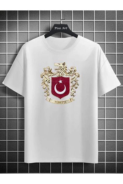 Pisa Art Unisex Oversize T-Shirt - Εθνική Ομάδα Τουρκίας, Σχεδιασμένο Bozkurt, Μεγάλο λογότυπο