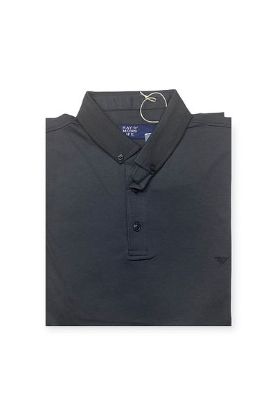 Sadık Collection Men's Plus Size Polo Collar Buttoned Pocketless Ribbed Mercerized Fabric T-Shirt 1000