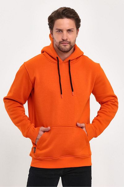 BayBayan Мъжки суитшърт Oversize - Джоб тип кенгуру, Памучен отвътре, Релеф