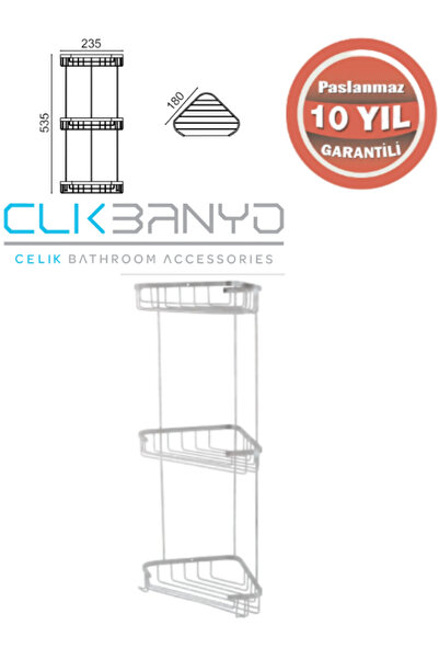 ÇELİK BANYO Eda Üçlü Köşe 18X18 Sabunluk ve Şapuanlık