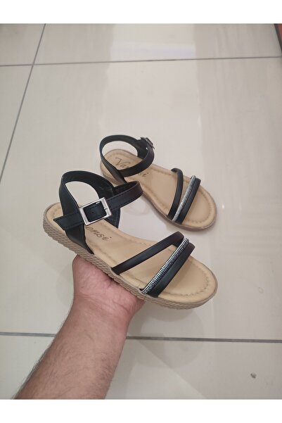 YILIN 69740 godine - Crne Sa kamenčićima Žene Ravan đon Sandale