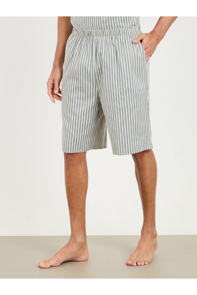 Styli Striped Collar Shirt and Short Set