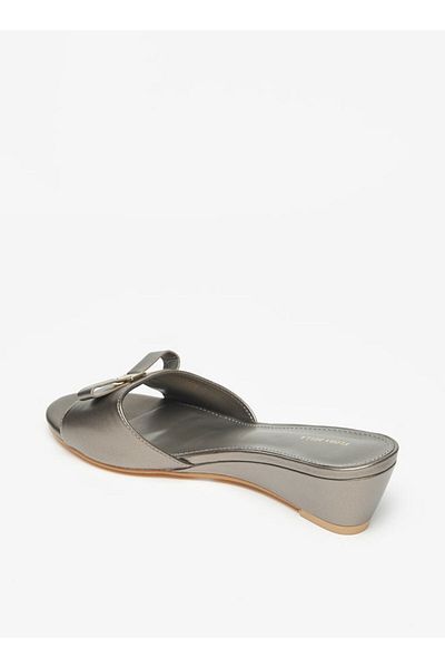 Flora Bella by Shoexpress Logo Accented Slip-On Sandals with Wedge Heels