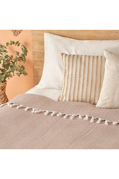Bella Maison Nina Brown Double Bedspread - 100% Cotton (200x230 cm)