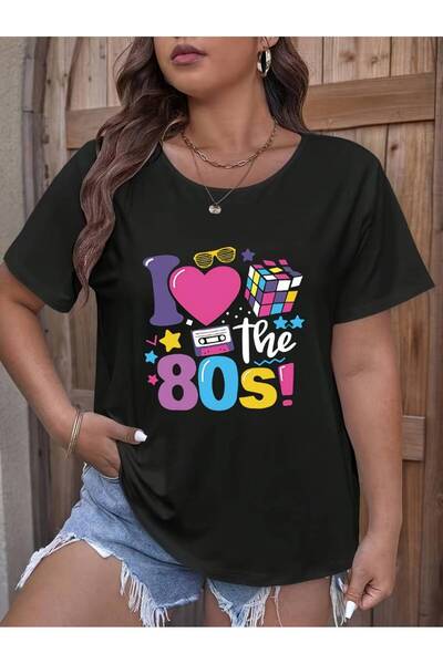 GALASHOP Büyük Beden 80 ler Harf Baskılı T-Shirt Model43