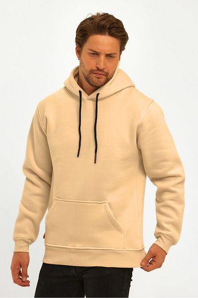 BayBayan Мъжки суитшърт Oversize - Джоб тип кенгуру, Памучен отвътре, Релеф