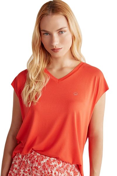 Penyemood Women's V-Neck Pajamas with Shorts - Soft Texture, Short Sleeve Combed Cotton Mood
