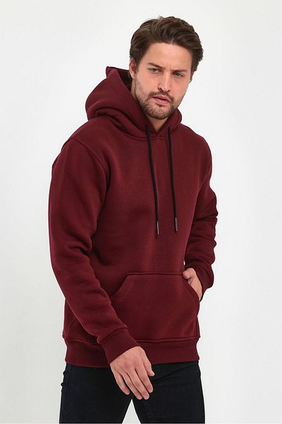 BayBayan Мъжки суитшърт Oversize - Джоб тип кенгуру, Памучен отвътре, Релеф
