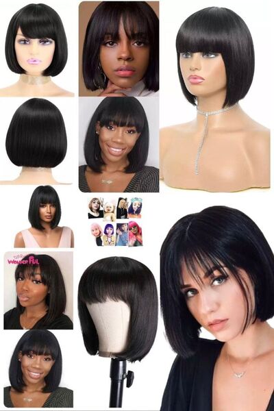 Utelips Yumuşak Doğal Görünümlü Küt Peruk Kısa Saç Tasarımı Düz Esnek Hastalar Ve Tarz Için Peruk Kostüm Şık