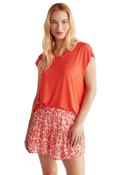 Penyemood Women's V-Neck Pajamas with Shorts - Soft Texture, Short Sleeve Combed Cotton Mood