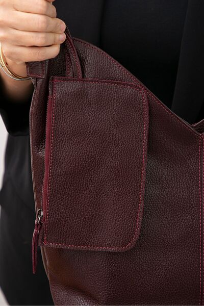 pionoi Norwich 100% Genuine Leather Women's Shoulder & Shoulder Bag, Three Compartments, Purse Bag (Burgundy) 40X27Cm