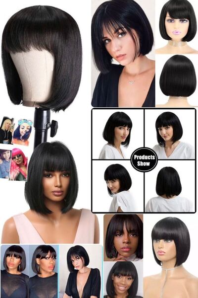 Utelips Yumuşak Doğal Görünümlü Küt Peruk Kısa Saç Tasarımı Düz Esnek Hastalar Ve Tarz Için Peruk Kostüm Şık