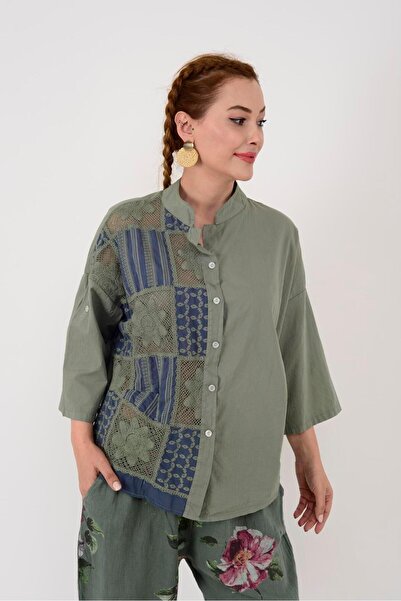 Park Moda 24055 ΛΙΝΟ ΠΟΥΚΑΜΙΣΟ ΜΕ ΔΙΑΚΟΣΜΗΣΗ ΑΠΟ ΔΑΝΤΕΛΑ