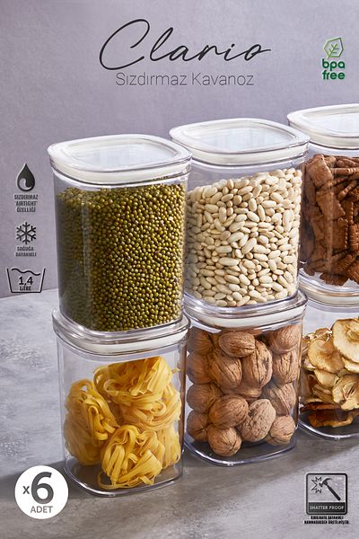 Eva Mia 6x Pieces Clear Clario 1.4LT Storage Set - Food and Pulses Container