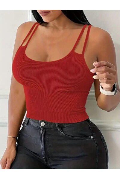 twomeey Crop din țesătură pentru camisole cu bretele duble pentru femei (colo...