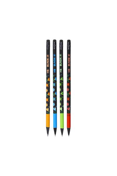 Adel Blackline 4 Pieces Floral Patterned Round HB Pencil