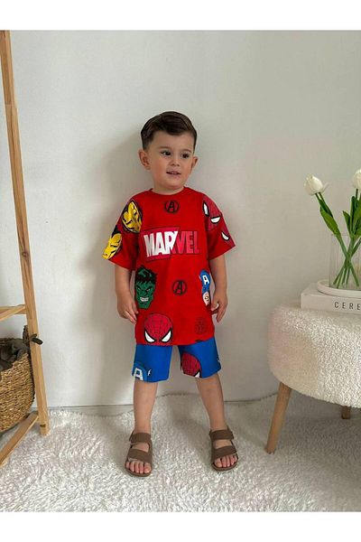 CANDA Marvel Summer Suit - Character Print, Short Sleeve and Shorts