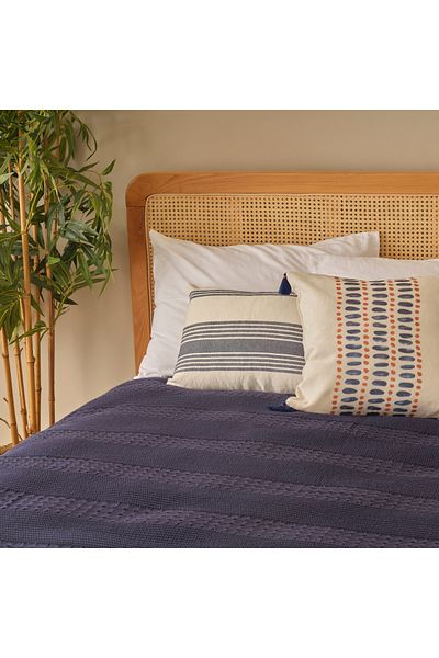 Bella Maison Marine 100% Cotton Double Bedspread Navy Blue (240X260 cm)