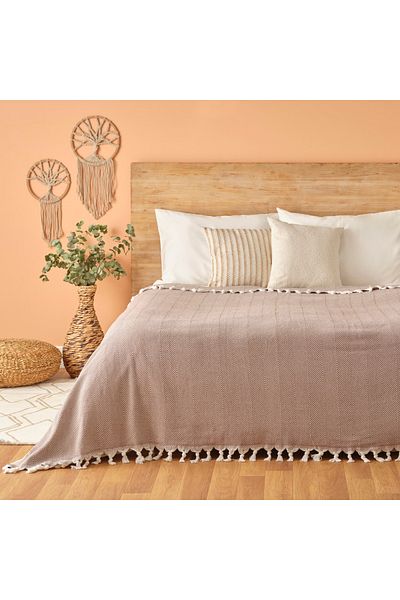 Bella Maison Nina Brown Double Bedspread - 100% Cotton (200x230 cm)