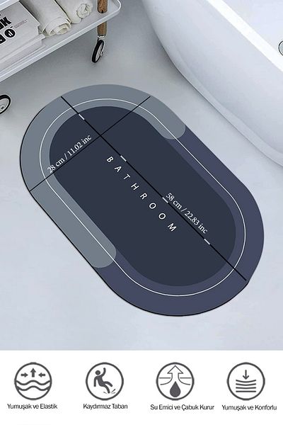 Efege 38X58 cm Super Water Absorbing Bath Mat - Door Front Magic Shower and Kitchen Mat