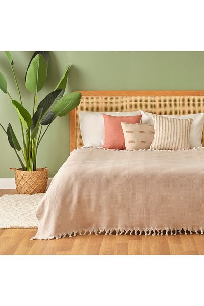 Bella Maison 100% Cotton Nina Double Bedspread Beige (200X230 cm)