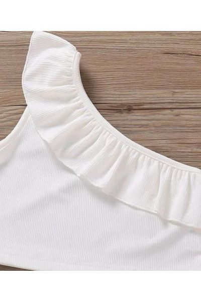 Machetta Set crop pentru femei cu un singur umăr - 2 piese cu volane