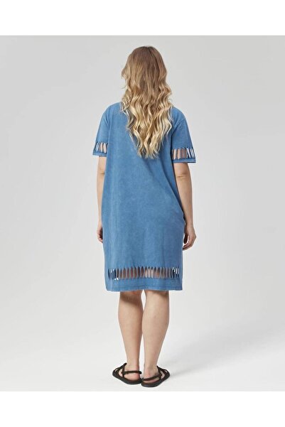 MojerHermosa Stone Detailed Sleeve Ripped Plus Size Summer Dress