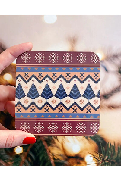 Bikutumutluluk New Year Boho Tree Patterned Coaster Gift