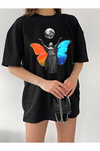 oneagılyazı Tricou oversize cu model Moon Moon Angel