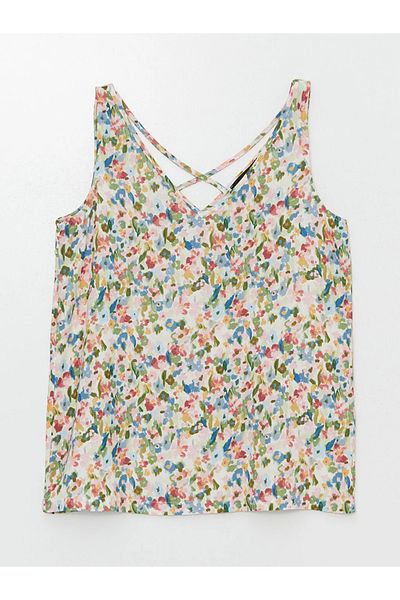 LC Waikiki LCWAIKIKI - Bluză clasică de damă cu decolteu în V cu imprimeu floral