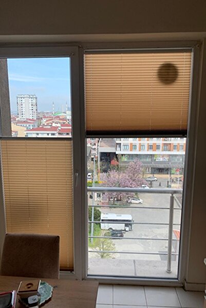 bufidik Plise Katlanır Cam Balkon Perdesi Kahverengi