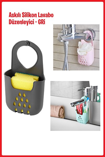 EZMK EV GEREÇLERİ Red Rose Askılı Silikon Lavabo Düzenleyici ve Bulaşık Sünge...