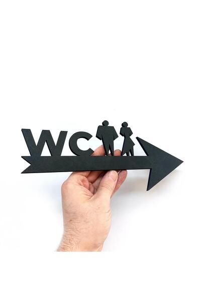 CajuArt Black Wooden Arrow over Men Women Wc Toilet Direction Warning Sign