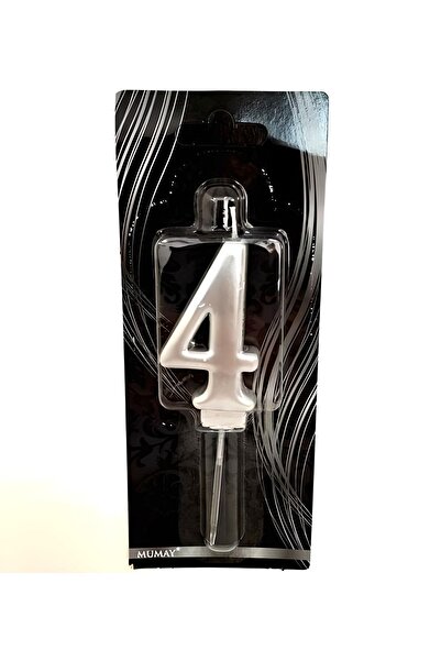 Mini Parti متجر ميني بارتي شمعة بأرقام فضية بعمر 4 سنوات