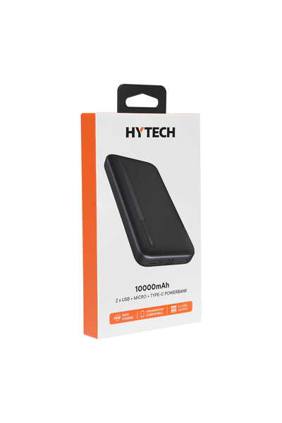 Hytech H10 10000mAh Micro+Type C Girişli Powerbank Siyah Taşınabilir Pil Şarj Cihazı