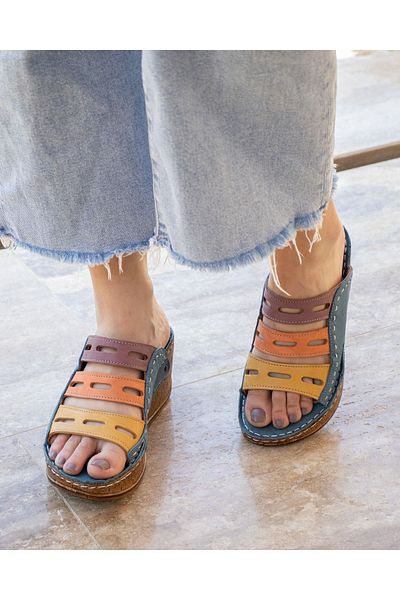 CONSUELO Papuci din piele ortopedic cu toc 11447