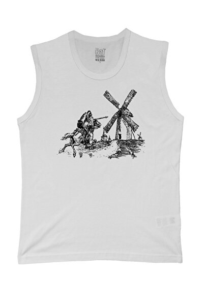 Raf Coll Tricou tricotat fără mâneci pentru bărbați Don Quijote Design imprim...