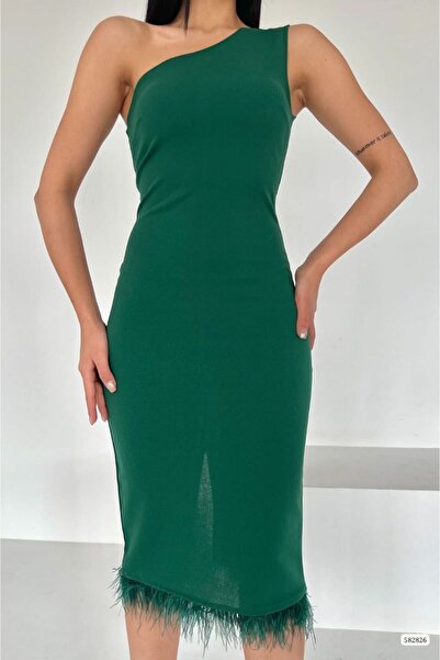 Esinty Γυναικείο φόρεμα κρεπ κατάδυσης Esinty με γιακά με έναν ώμο και λεπτομ...