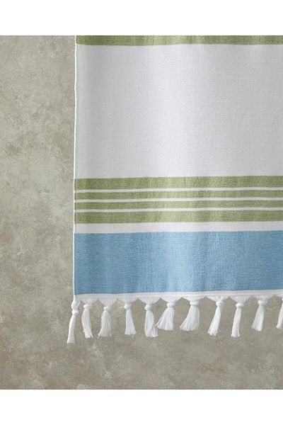 English Home Nova 90x150 cm Βαμβακερή πετσέτα θαλάσσης με κρόσσια - εκρού, πράσινο, κίτρινο