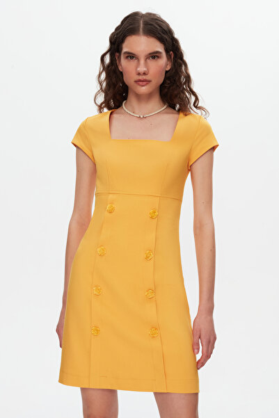 SHNWOMAN DÜĞME DETAYLI PAMUKLU ELBİSE