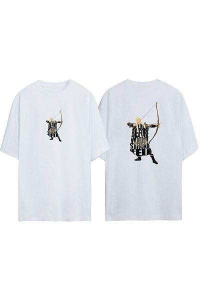 THEWERT Archer Elf Design - Tricou alb oversize din bumbac unisex