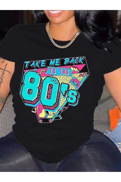GALASHOP 80'ler Baskılı Büyük Kadın T-shirt,