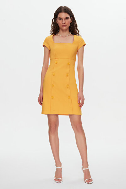 SHNWOMAN DÜĞME DETAYLI PAMUKLU ELBİSE