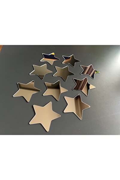 Demoplex Reklam Pleksi Market 10 ADET Dekoratif Ayna Pleksi Yıldız Duvar Süsü 7CM (Videolu Ürün , İzleyiniz )