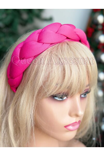 QUEEN AKSESUAR تاج منحني محبوك عريض باللون الوردي الفوشيا - تاج نسائي للأطفال